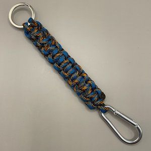 Brown & Blue Paracord Keychain with Carabiner clip & keyring